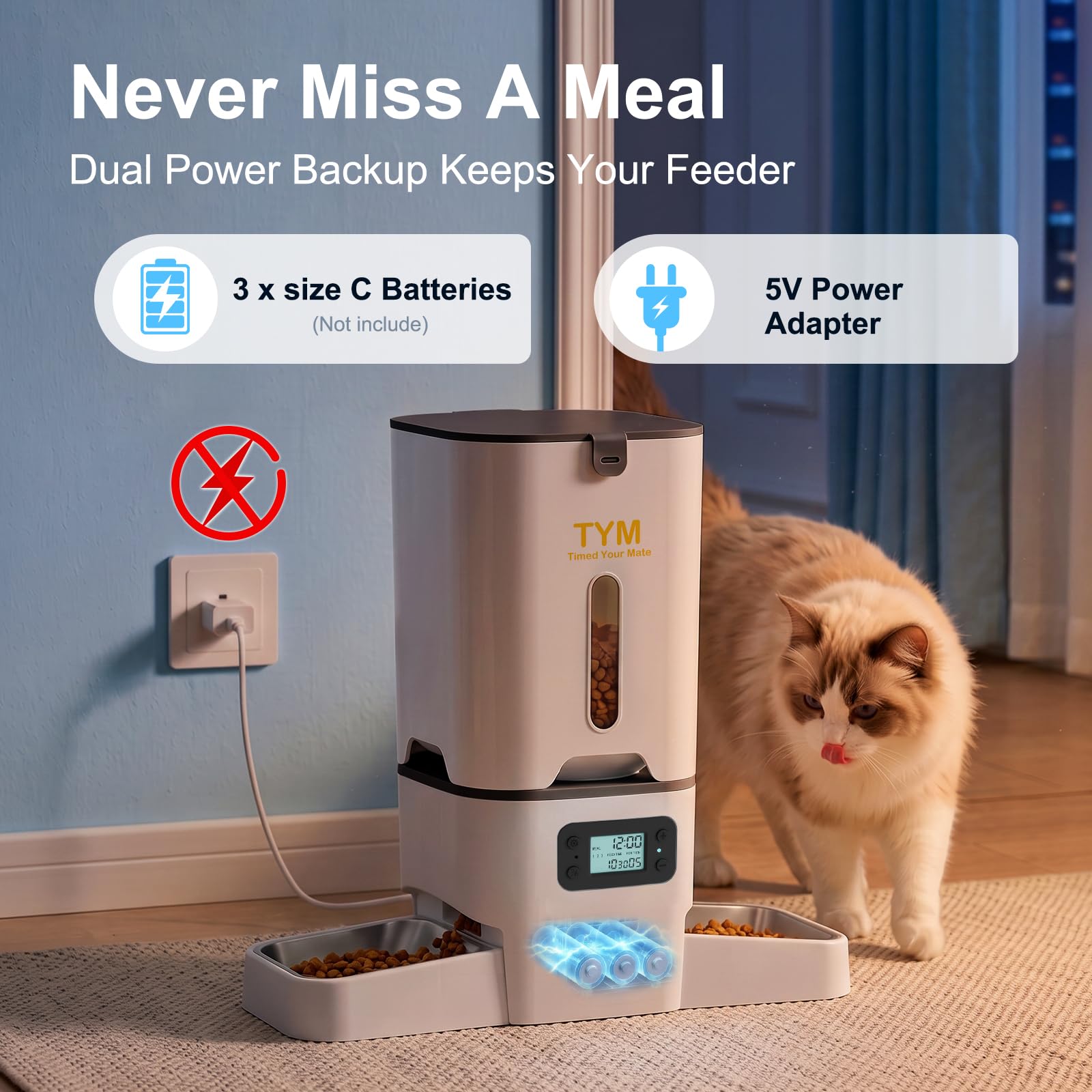 TYM câble tressé anti‑morsure et adaptateur pour alimentation sécurisée