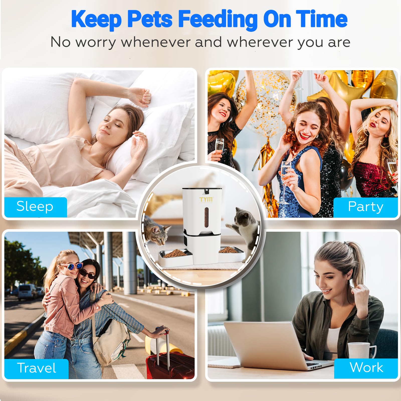 TYM image de l'application mobile contrôlant le distributeur pour nourrir à distance