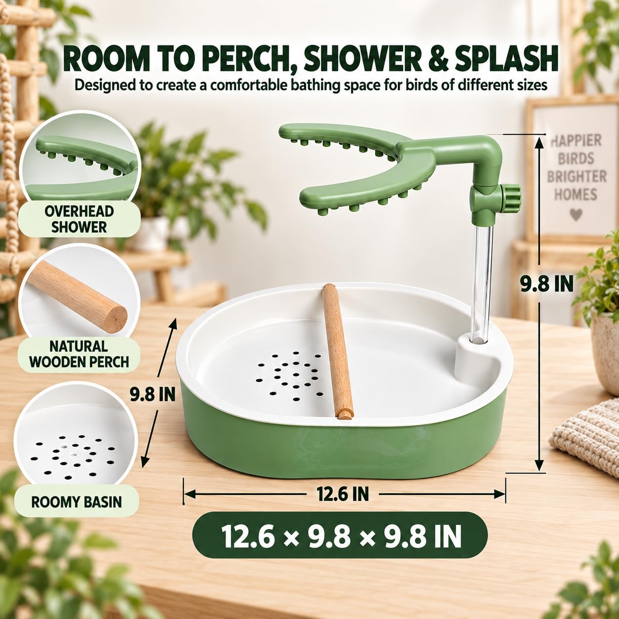 UIMIHIDI perruche se baignant, favorise jeu et toilettage naturel