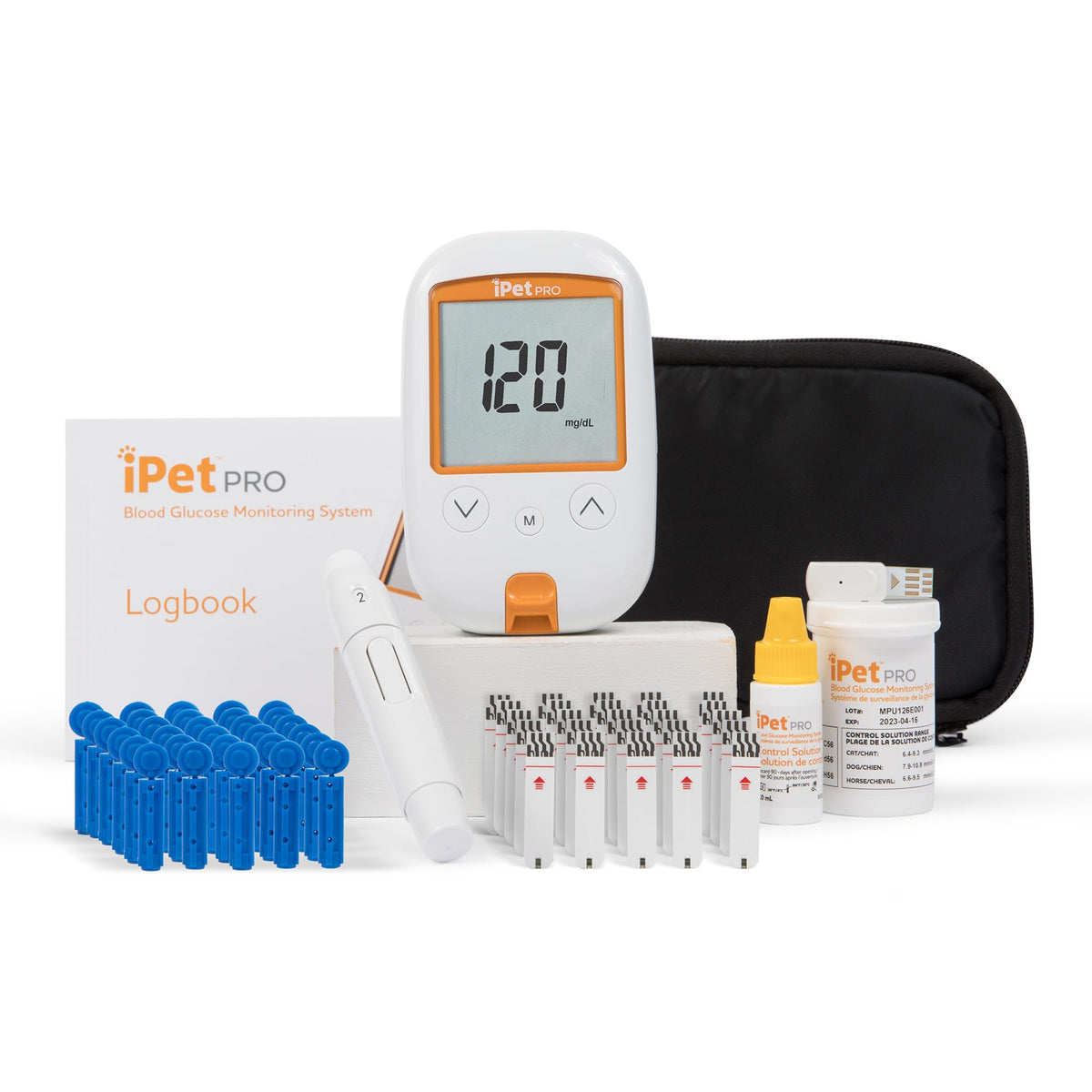 UltiCare iPet PRO boîtier avant montrant le lecteur et sa lisibilité