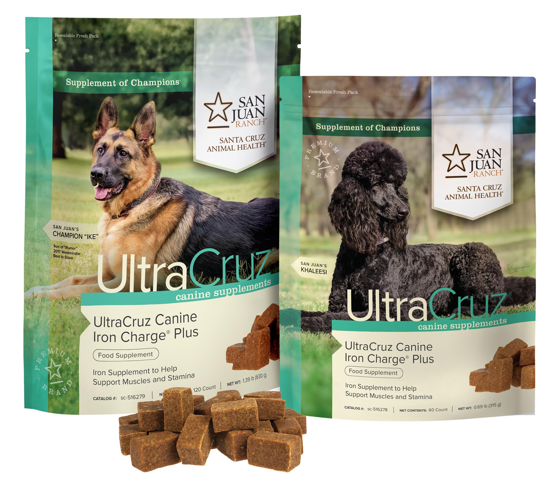 UltraCruz comparaison de taille des croquettes avec une pièce, évaluation de la portion