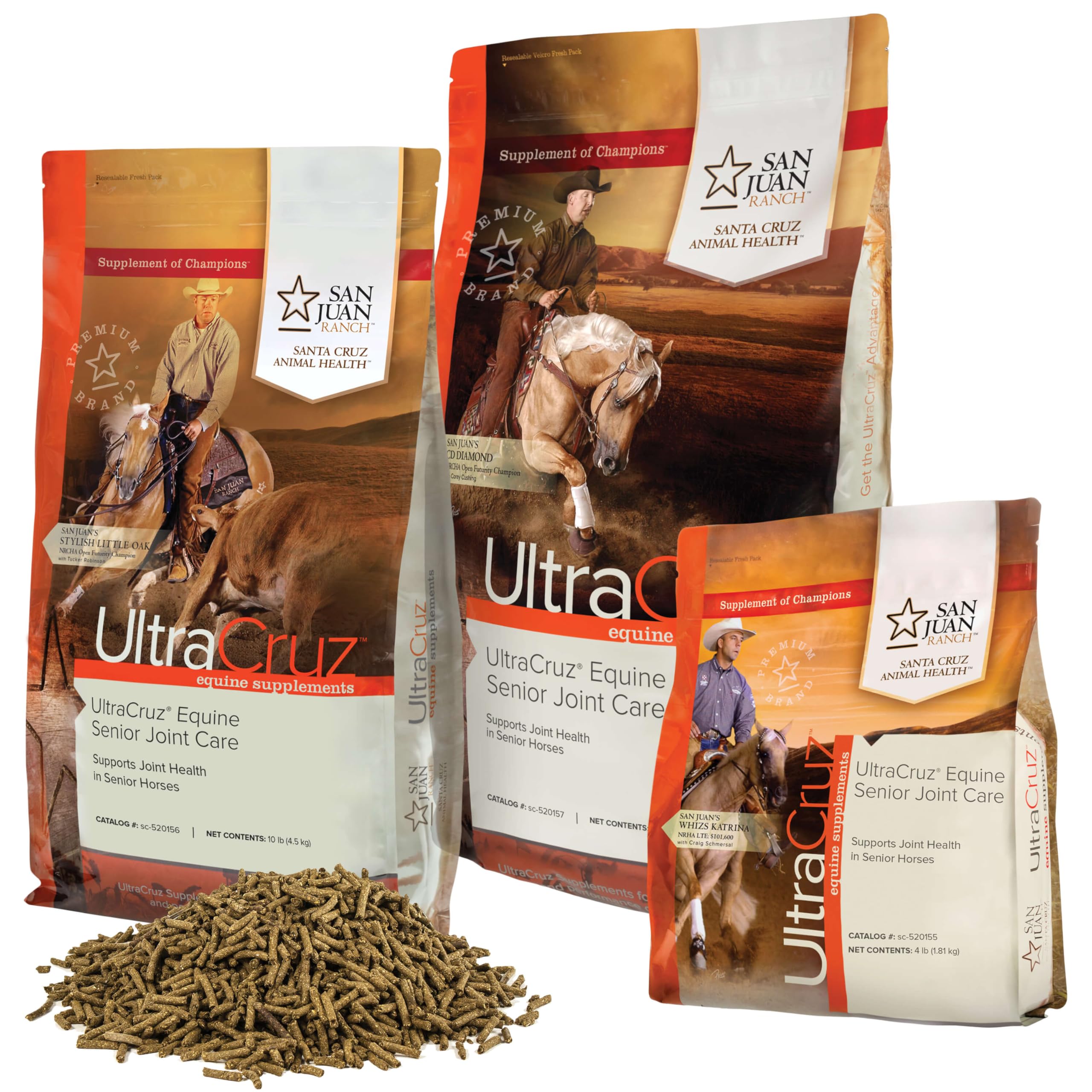 UltraCruz cheval mangeant les granulés démontrant appétence pratique