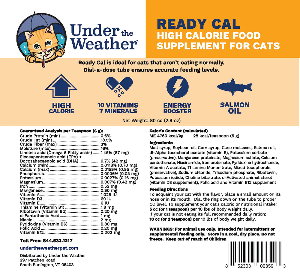 Under The Weather tube Ready Cal gros plan montrant le design doseur pratique