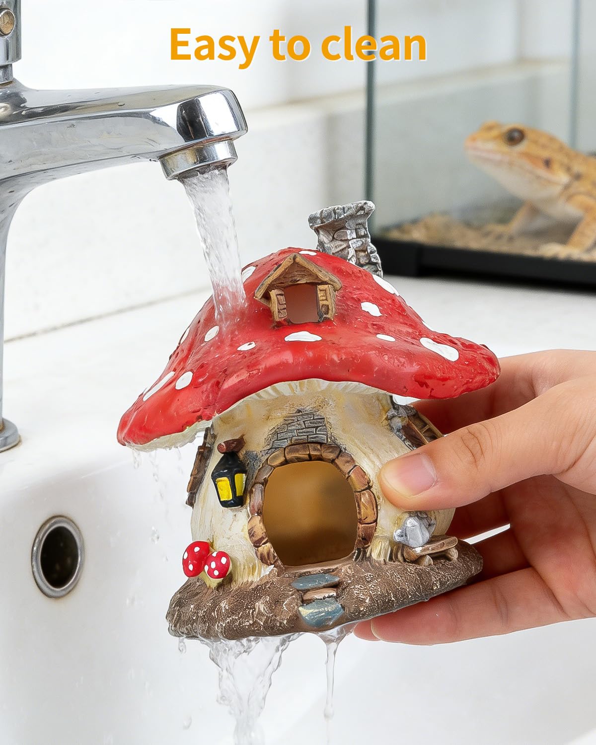 Uniclife décor installé en terrarium améliorant environnement animalier
