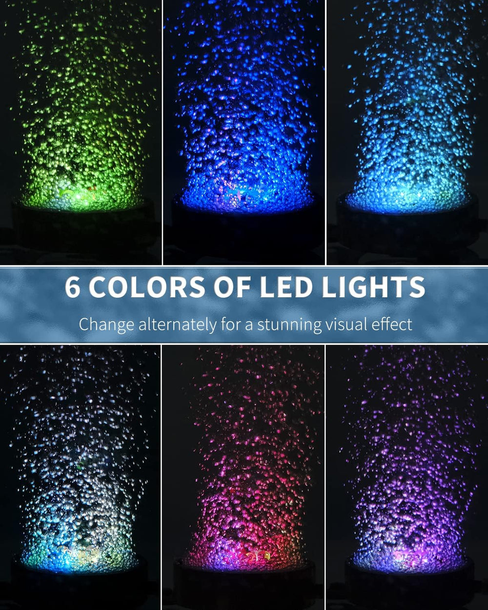 Uniclife diffuseur à bulles avec LED illuminant pour oxygénation