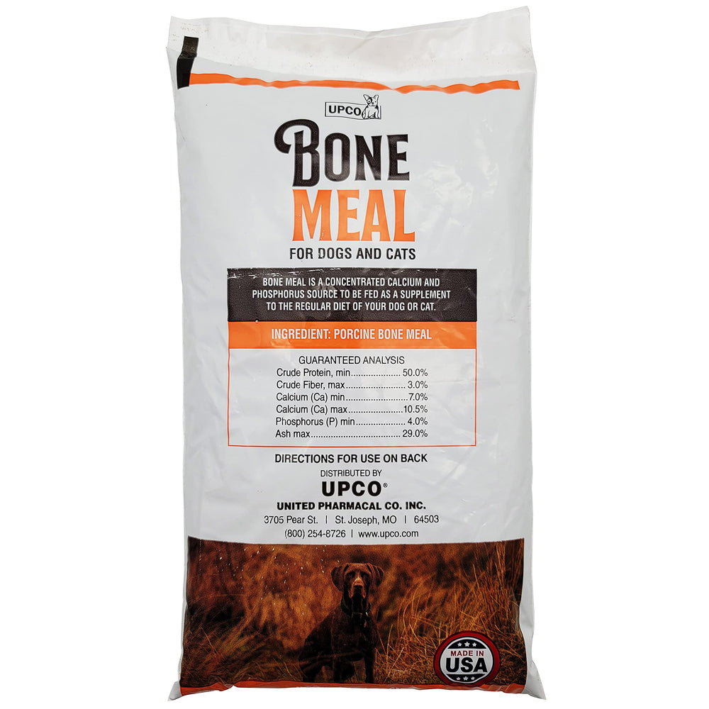 UPCO poudre d'os gros plan texture fine offrant calcium naturel assimilable