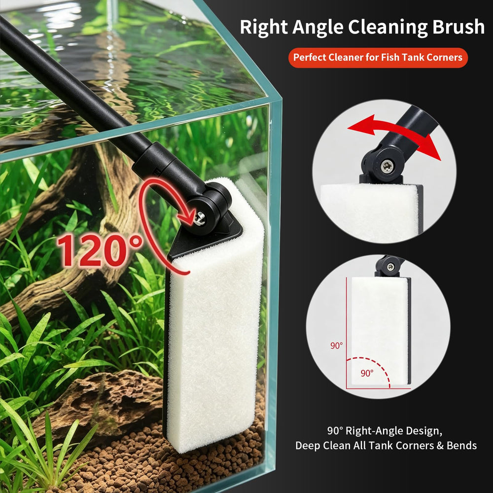 UPETTOOLS brosse angle droit utilisée pour nettoyer un coin d'aquarium, atteint les recoins