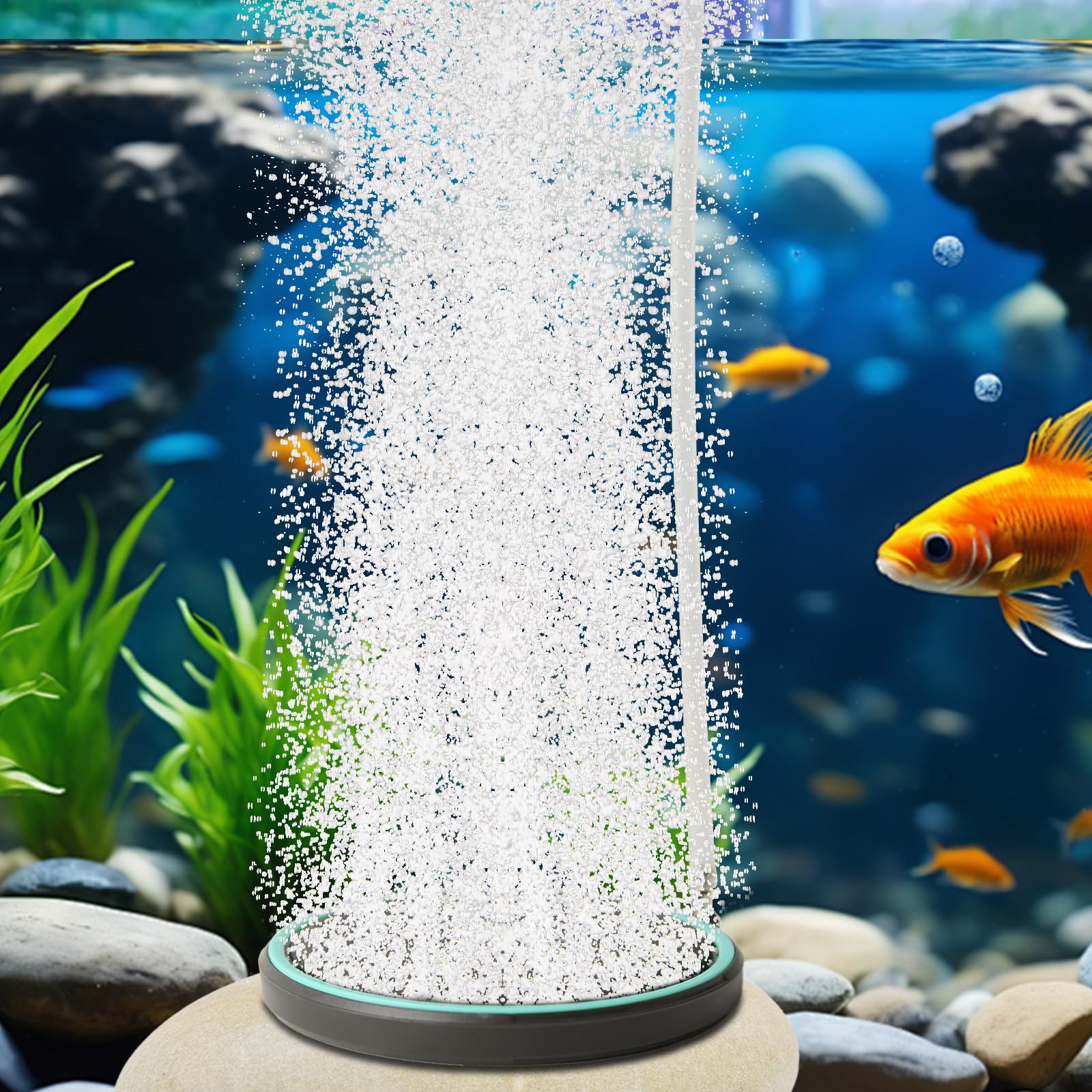 UPETTOOLS diffuseur en usage dans aquarium illustrant bulles discrètes et esthétiques