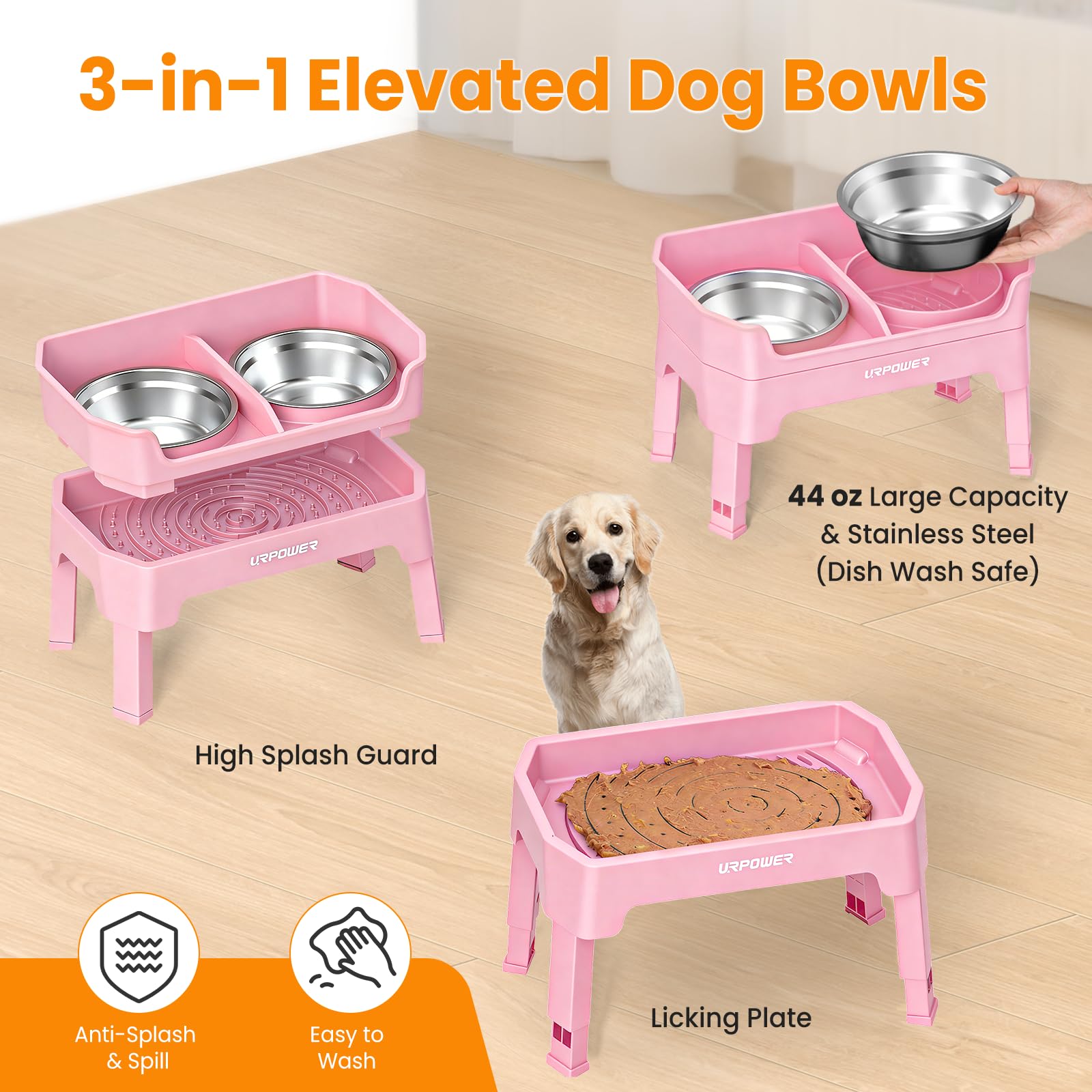 URPOWER support en position basse adapté aux chiots et petits chiens pour posture naturelle