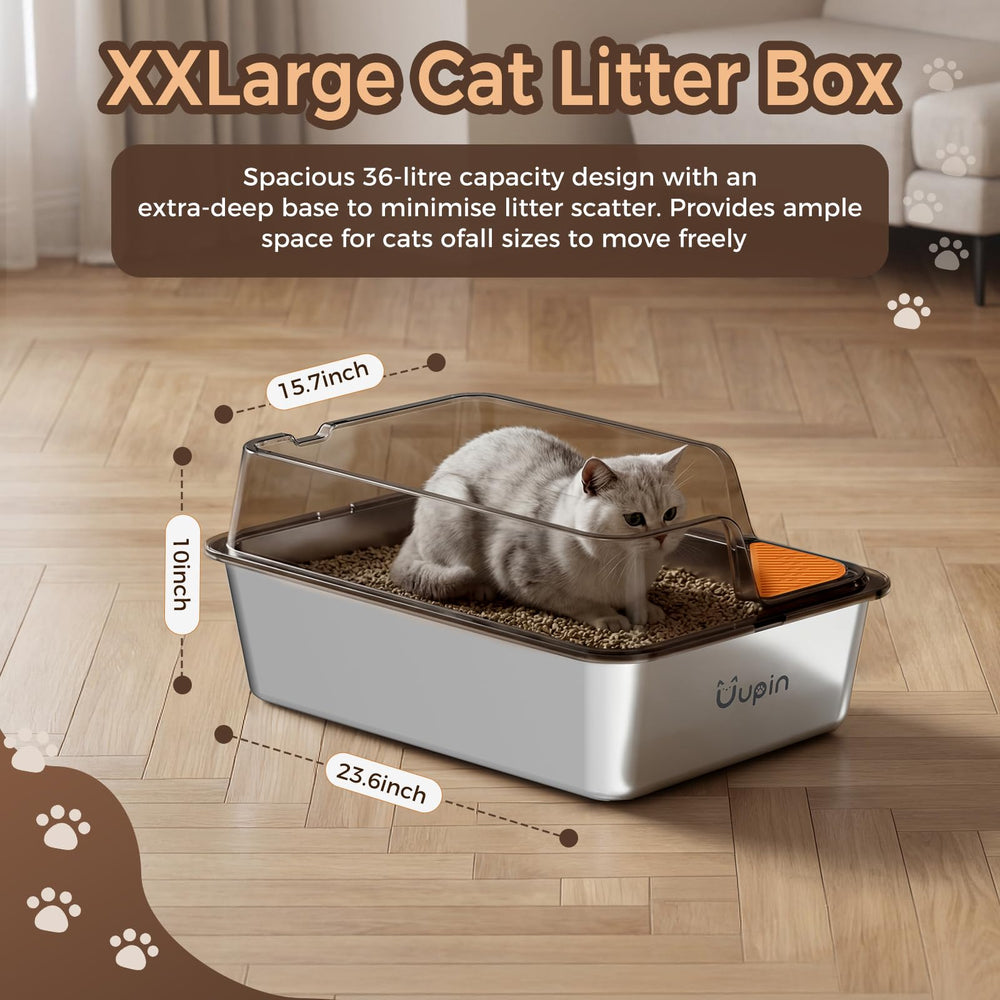 Uupin bac en usage avec chat montrant confort et espace pour se retourner