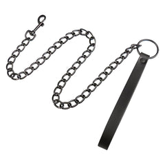 UUYYEO collier-laisse en PU cuir noir vue de face, style goth élégant
