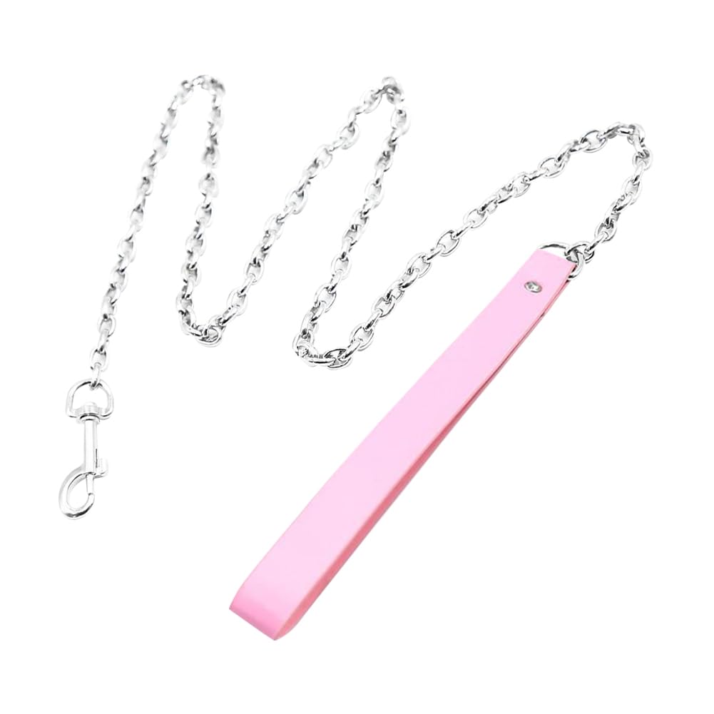 UUYYEO collier-laisse rose en PU cuir présenté sur emballage, accent visuel élégant