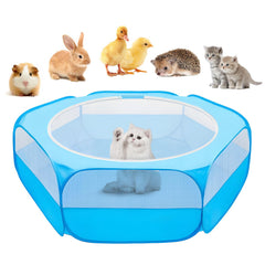 UWE parc pliable face avant montrant l'espace sécurisé pour petits animaux