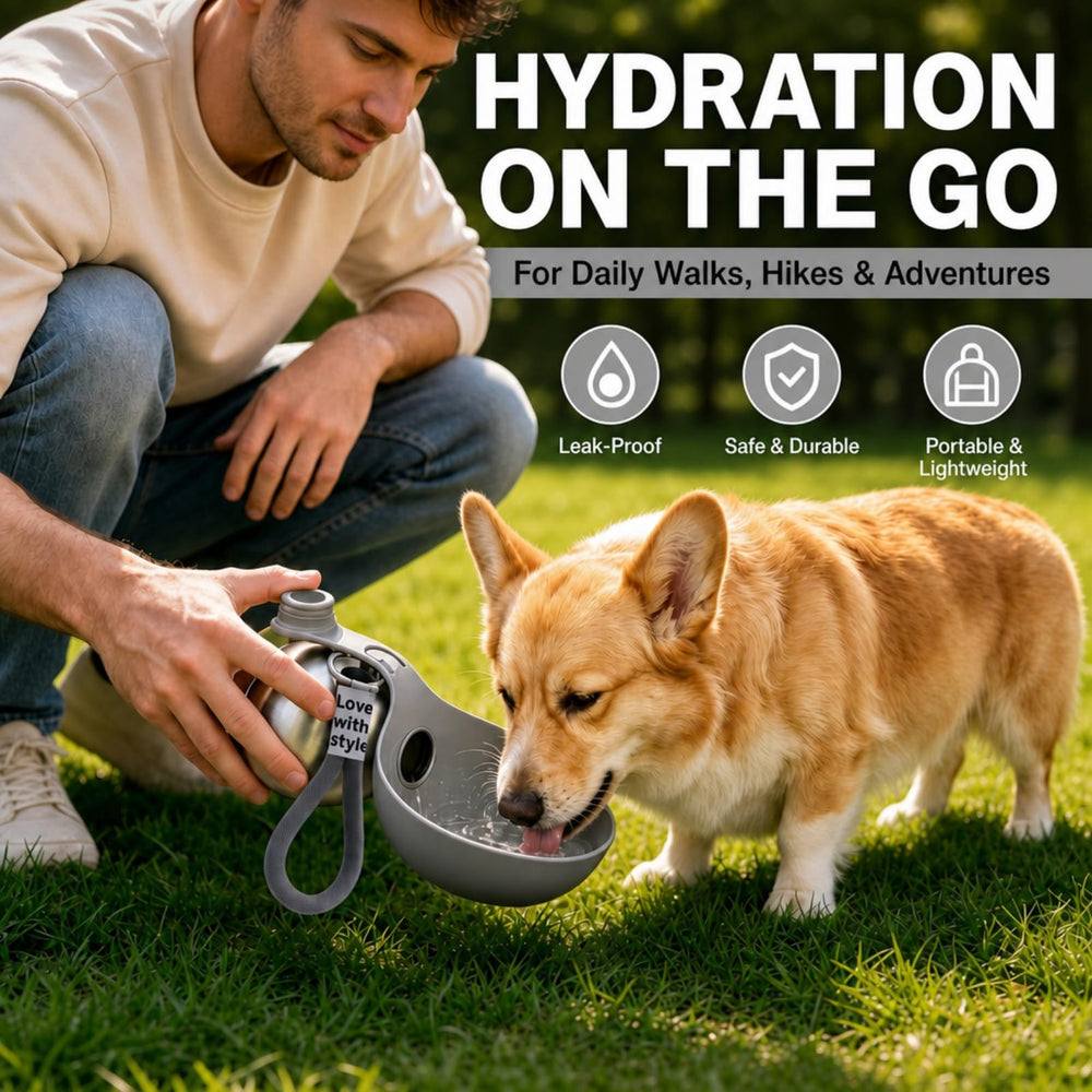 Uwqaqx scène camping avec chiot montrant solution d'hydratation mobile