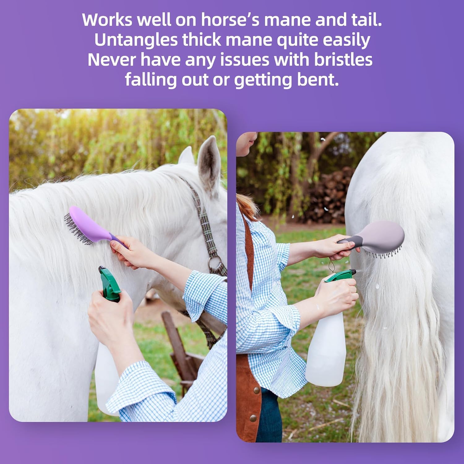 UYLKM brosse appliquée sur la queue d’un cheval, élimine nœuds et poils morts