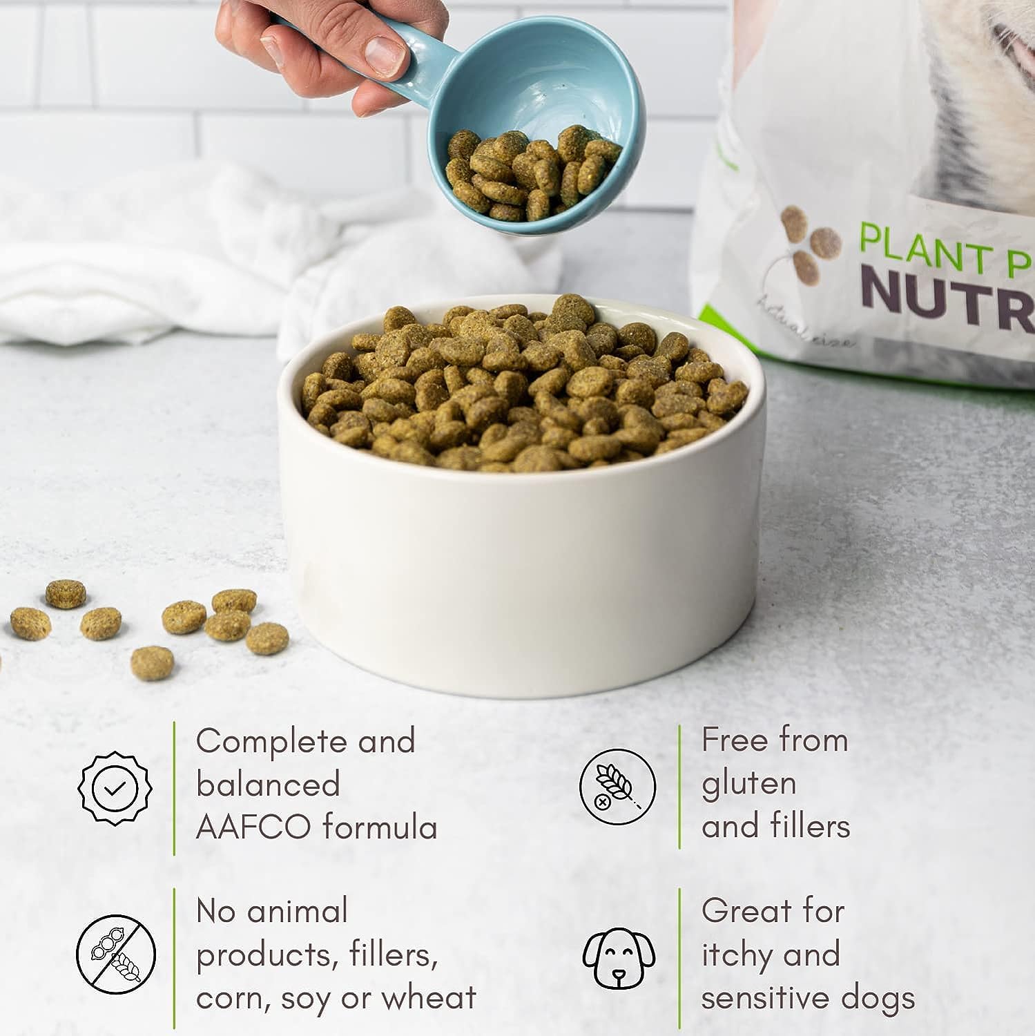 V-dog étiquette nutrition montrant ingrédients complets et suppléments essentiels