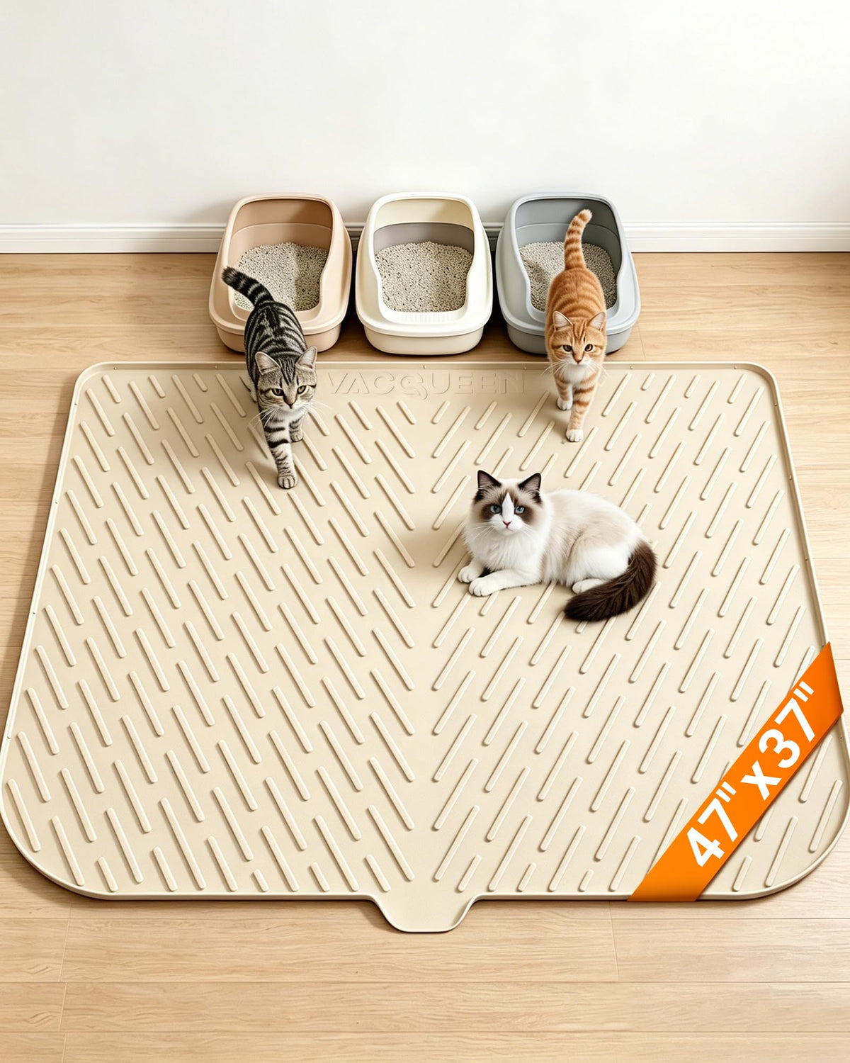 Vacqueen vue avant du tapis litière XXL protégeant le sol