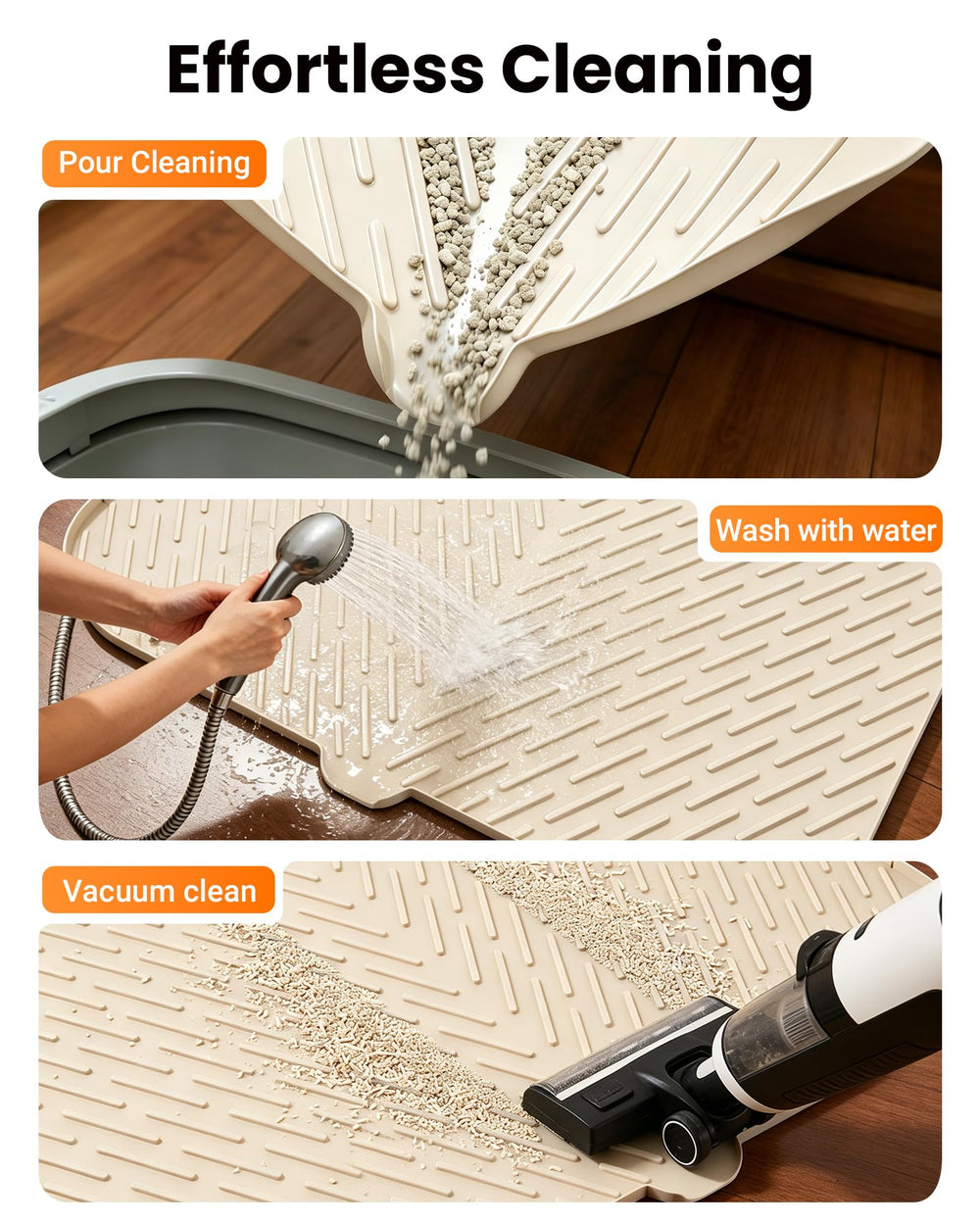 Vacqueen tapis rincé au jet illustrant nettoyage simple et rapide