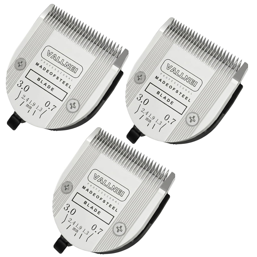 VALLNEI vue de face du pack de 3 lames montrant compatibilité et finition
