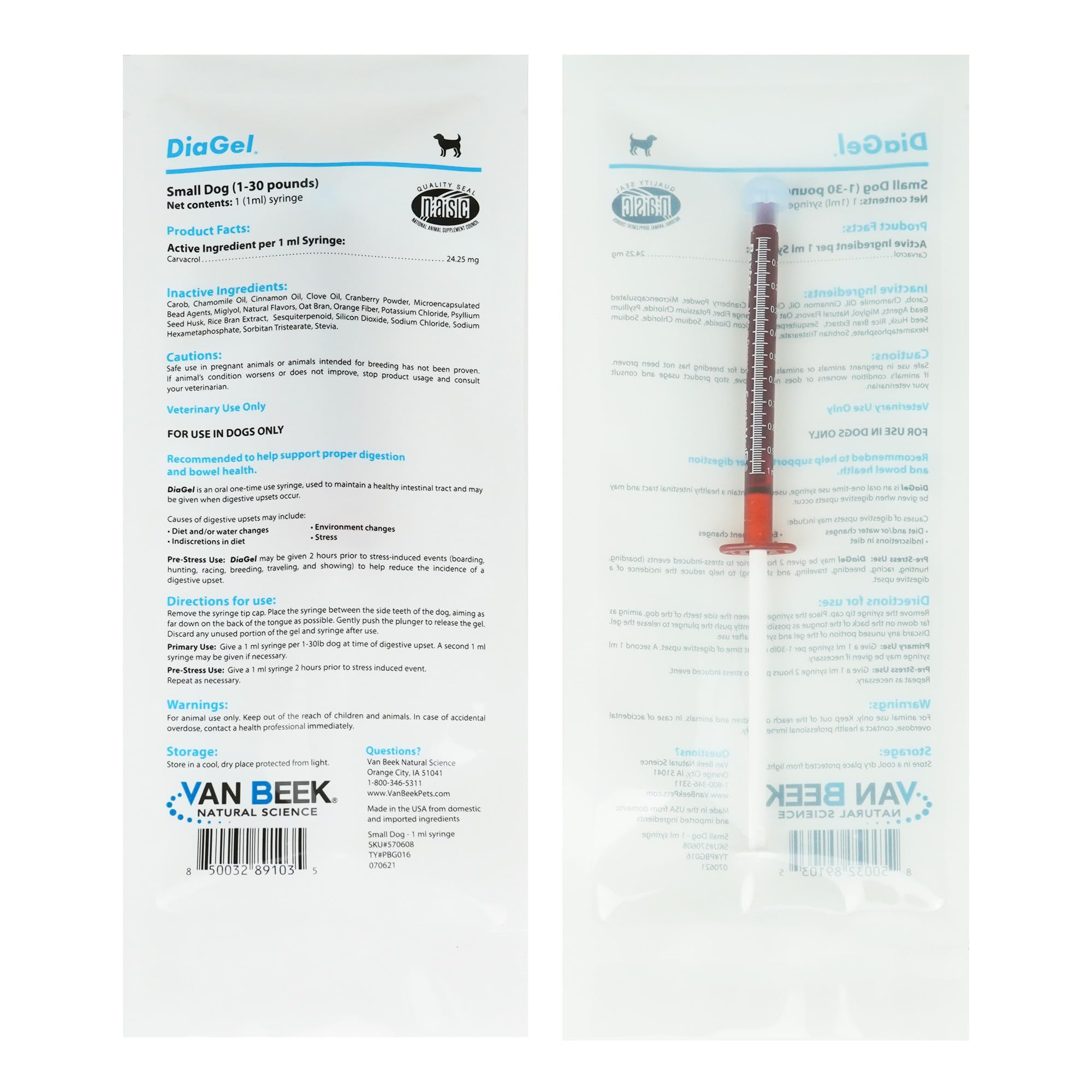 Van Beek-Natural Science DiaGel emballage frontal montrant le pot pour identification rapide