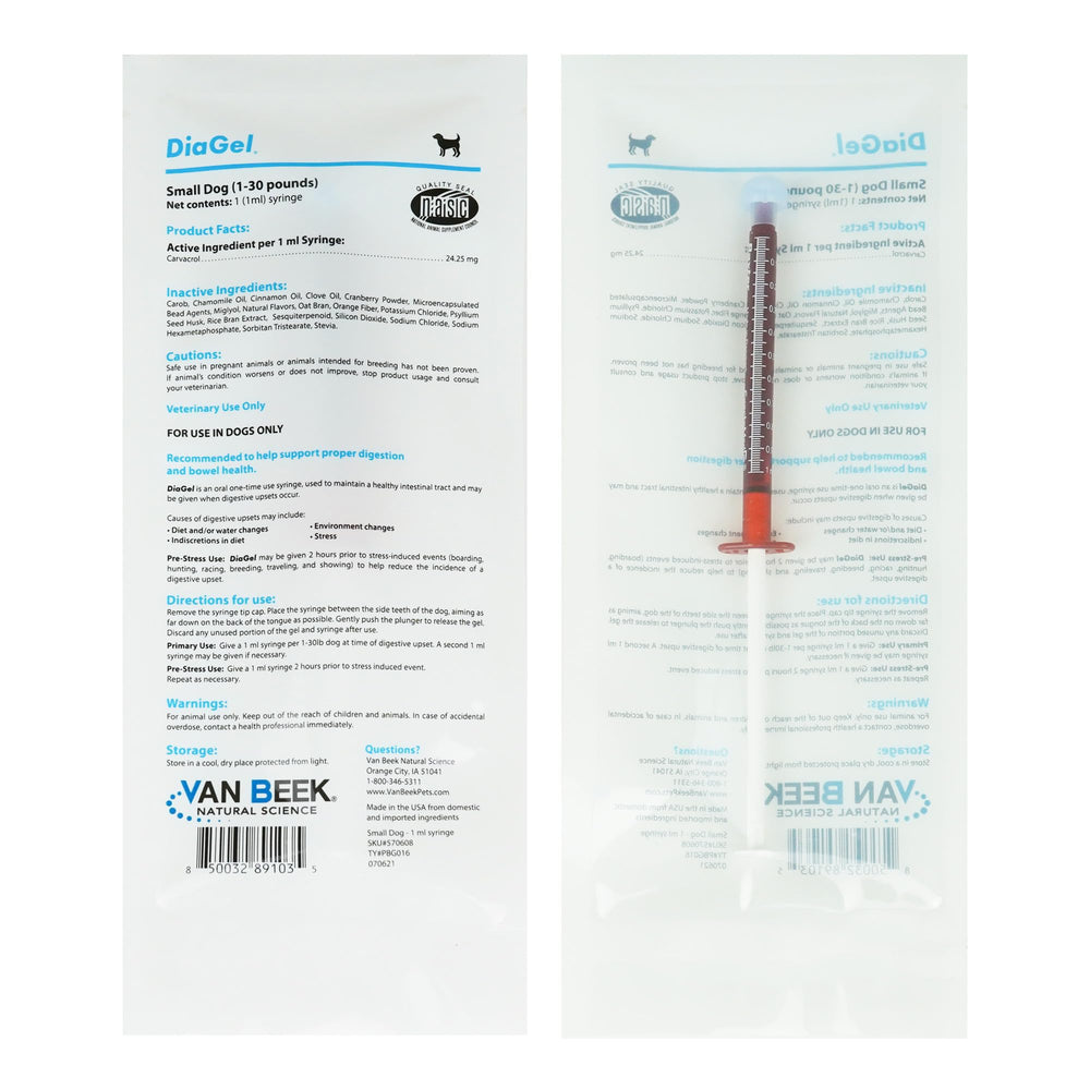 Van Beek-Natural Science DiaGel emballage frontal montrant le pot pour identification rapide