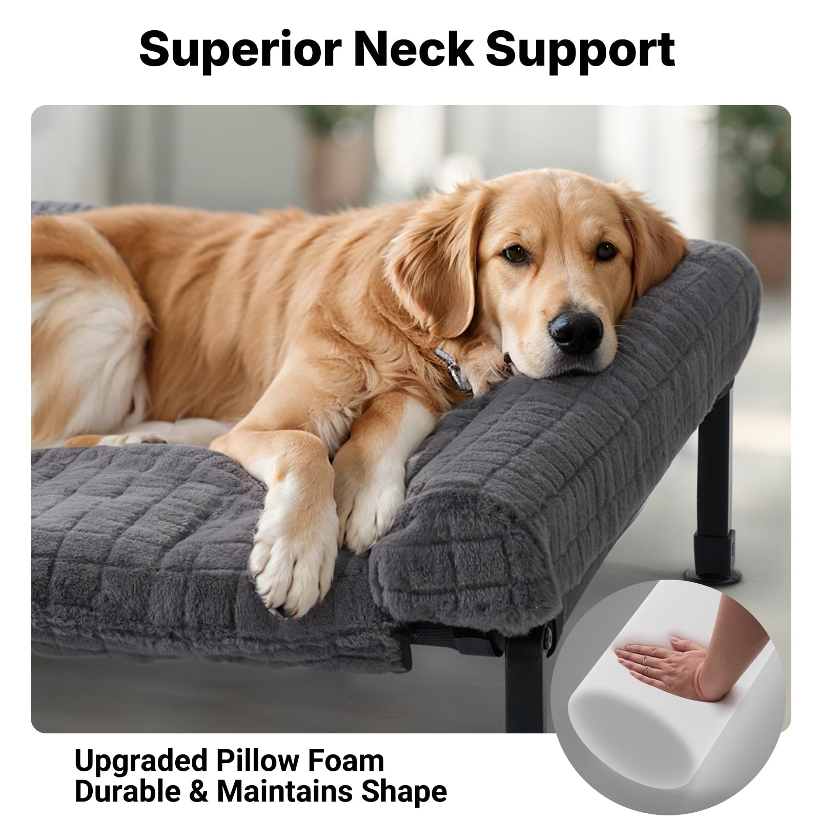 Veehoo coussin bolster gros plan montrant peluche et soutien cervical