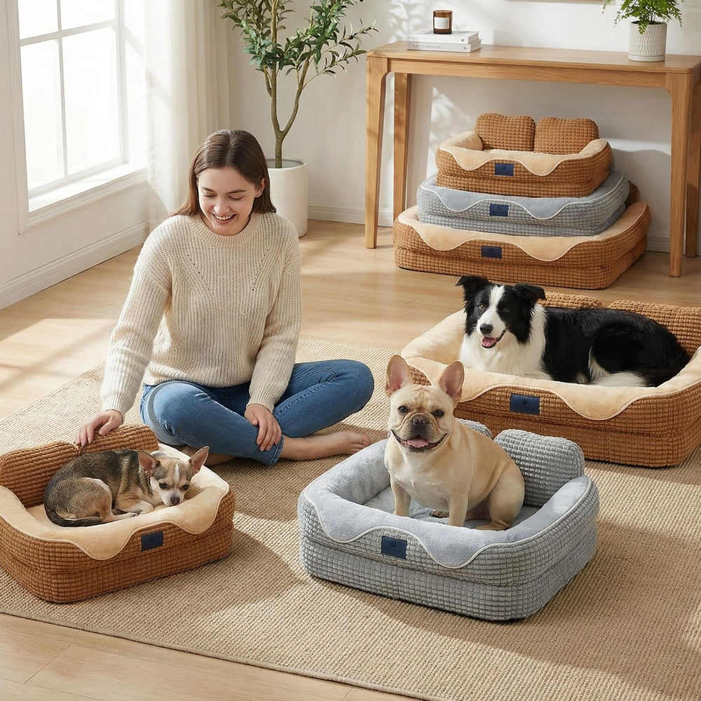 Veehoo scène de salon avec chien détendu illustrant usage quotidien