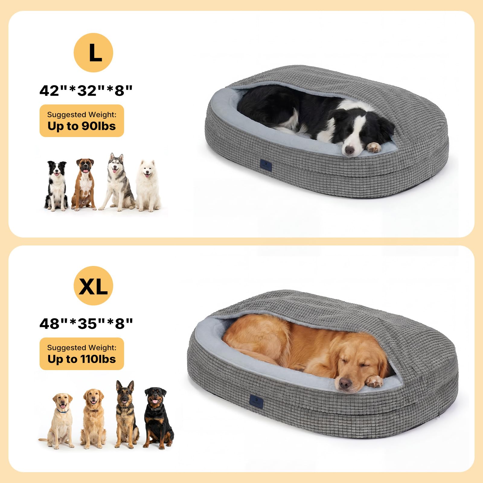 Veehoo chien dans lit mode caverne procurant sécurité et chaleur