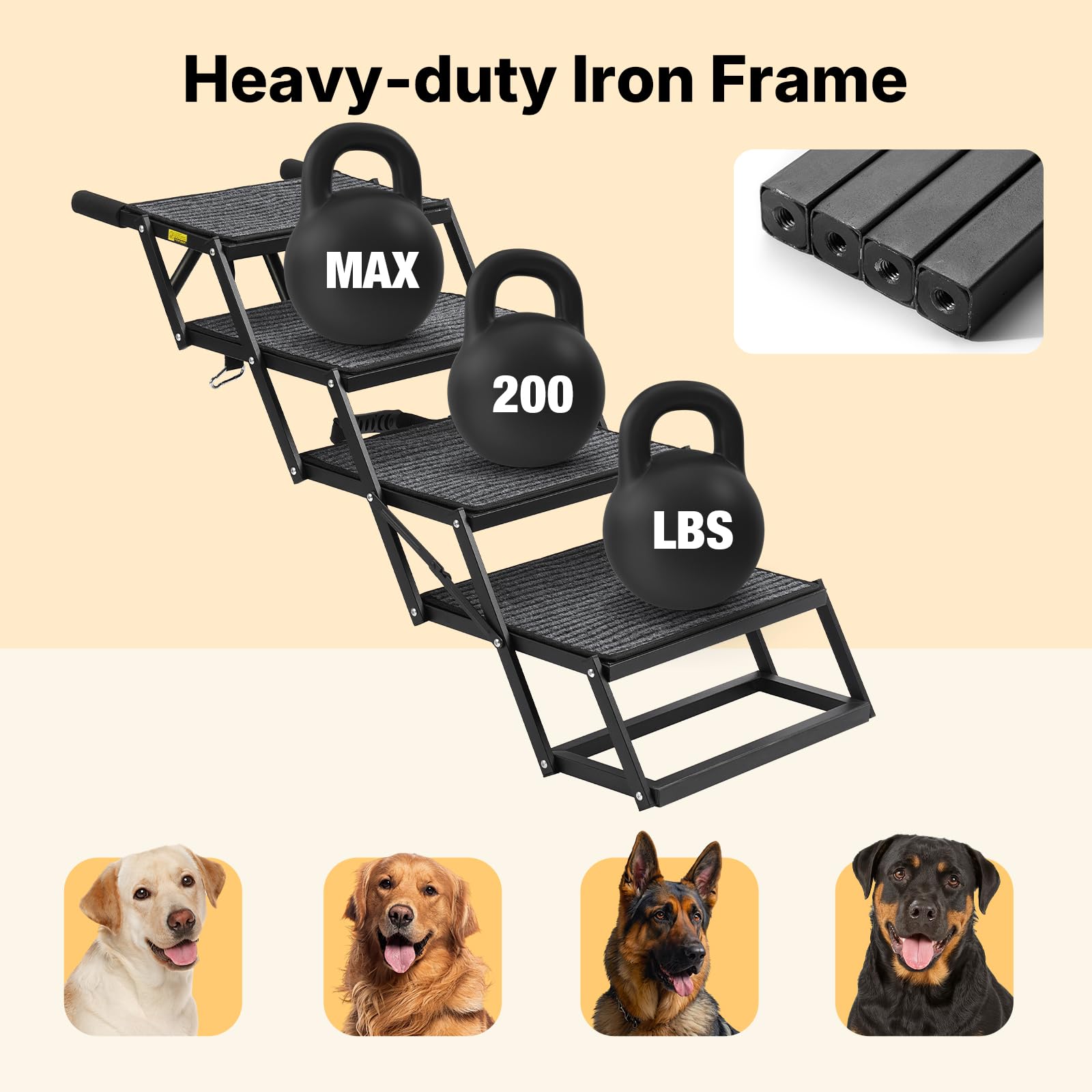 Veehoo chien monte dans SUV utilisant marches pour montée confortable