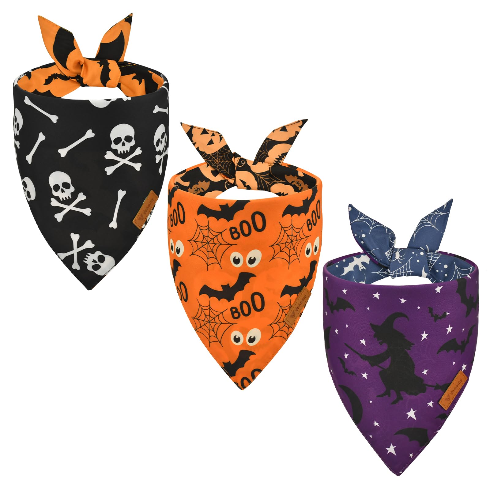 Vehomy gros plan face avant bandana motif citrouille bénéfice style festif