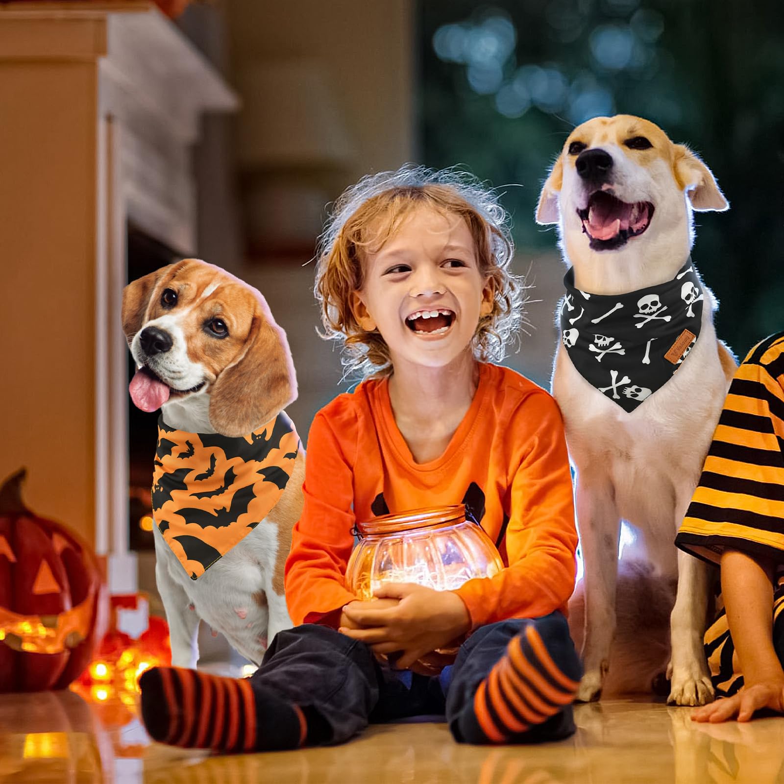 Vehomy trio de bandanas présenté en scène d'Halloween variétés de styles