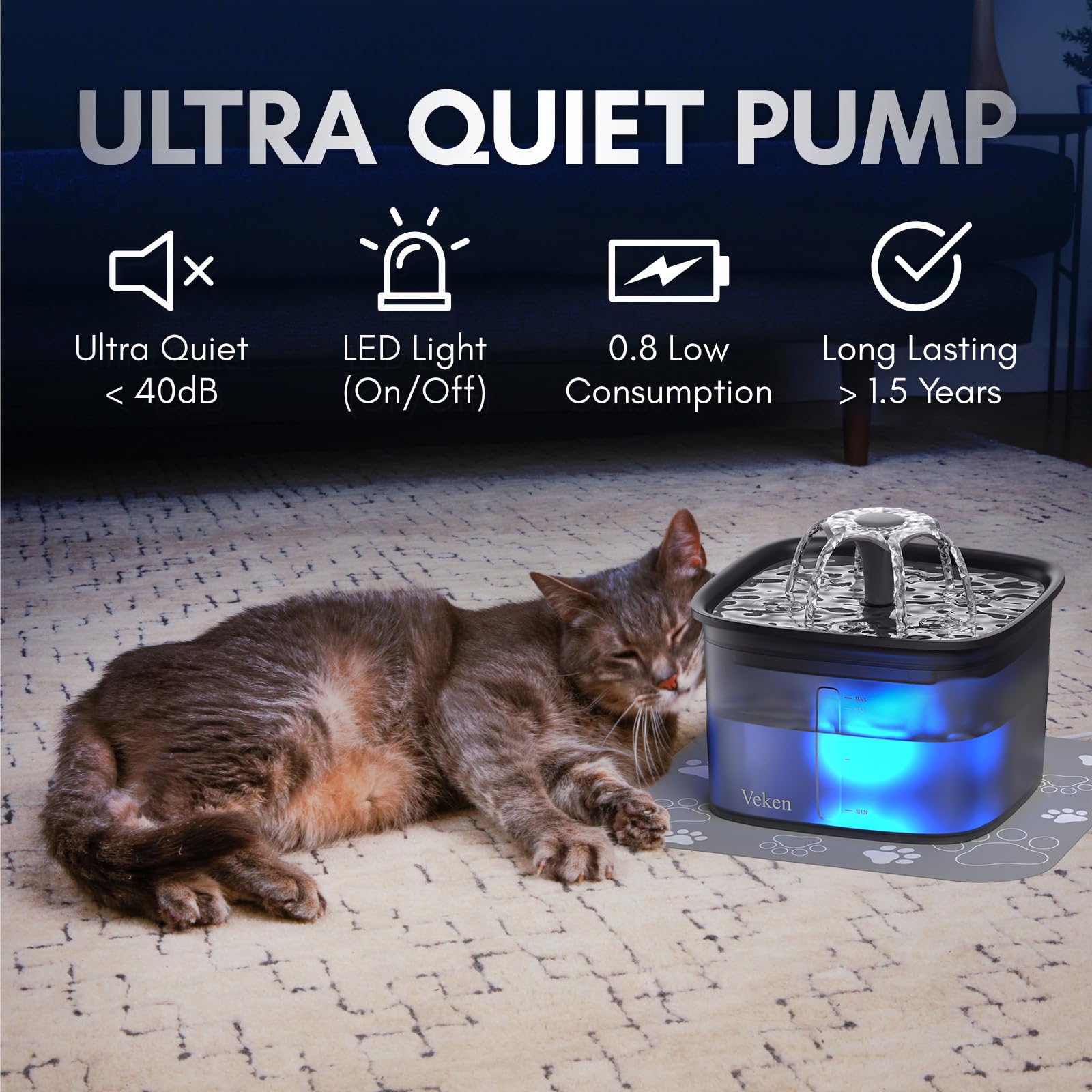 Veken C1 éclairage LED bleu visible la nuit pour attirer l'animal