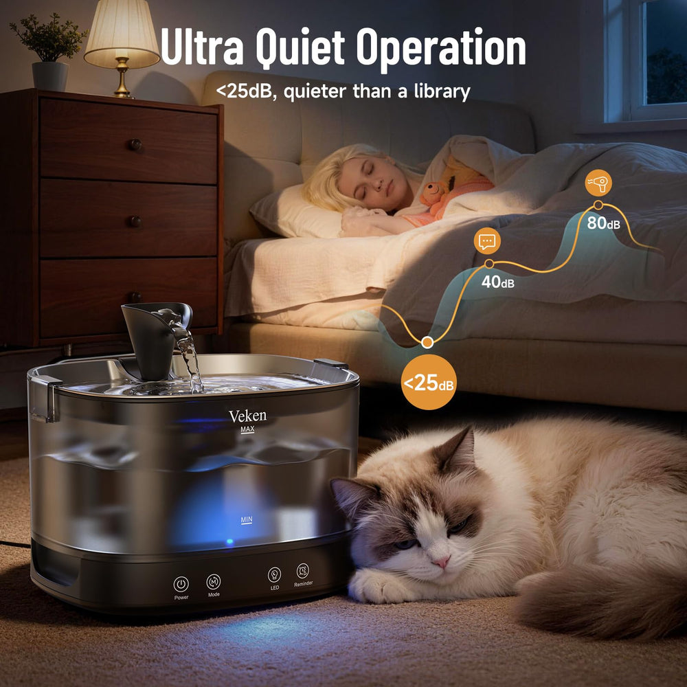 Veken D1 Pro en usage par un chat montrant confort et incitation à boire