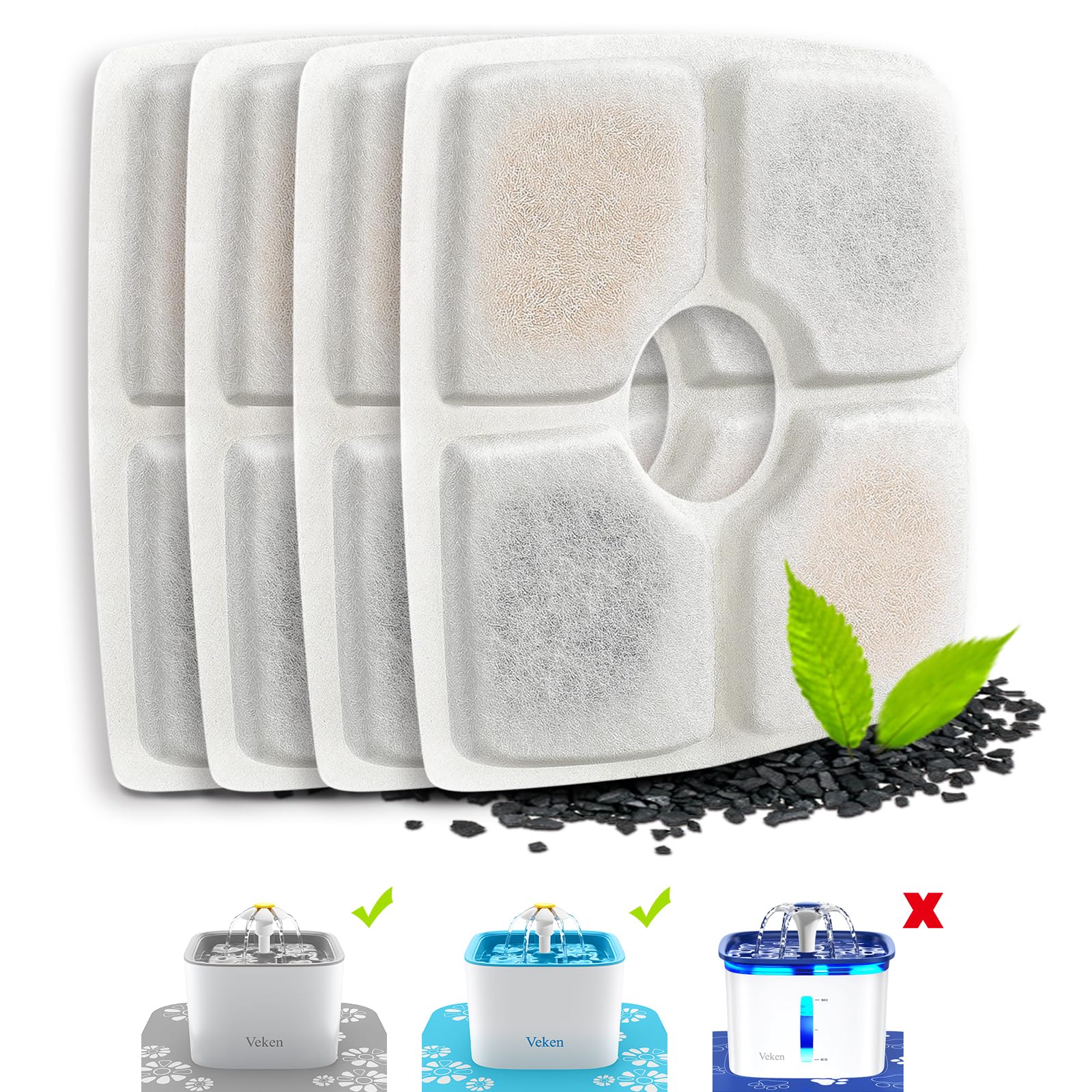 Veken filtre devant emballage montrant pack de 4 pour remplacement