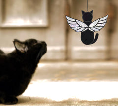Velasyart profil de chat en verre noir et orange symbole de souvenir apaisant