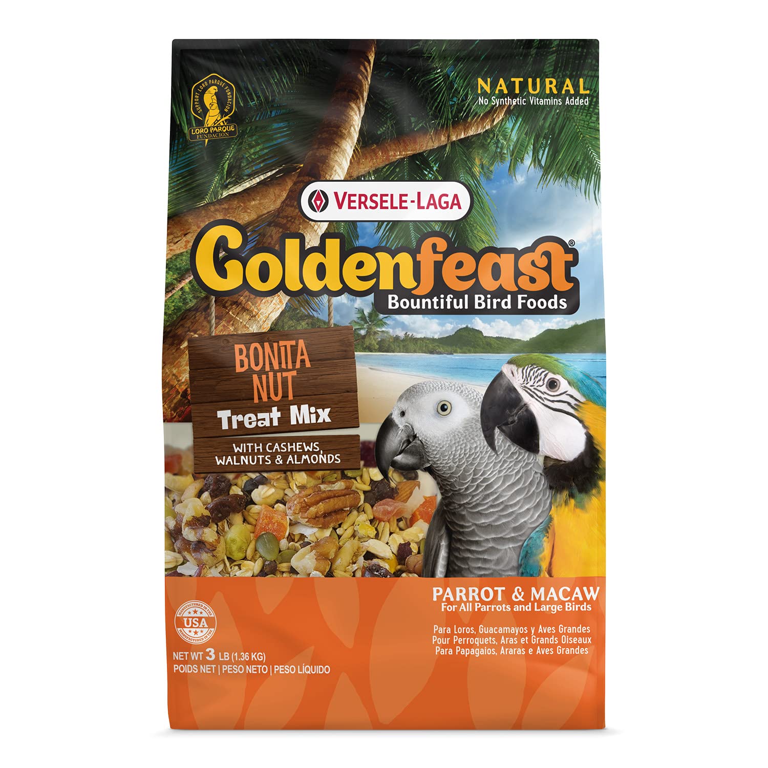 Versele-Laga sac Goldenfeast VL Bonita 3 lb vue avant, emballage informatif bénéfique
