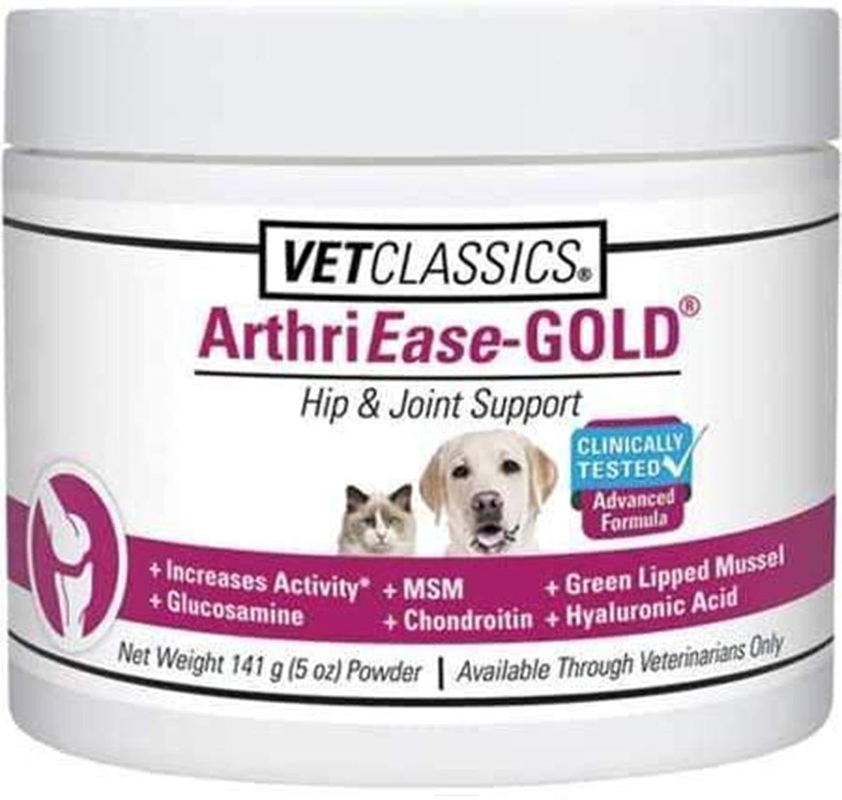 Vet Classics emballage avant montrant la marque et l’usage pour articulations