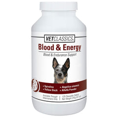 Vet Classics pot Blood & Energy montrant l'emballage et l'étiquette claire