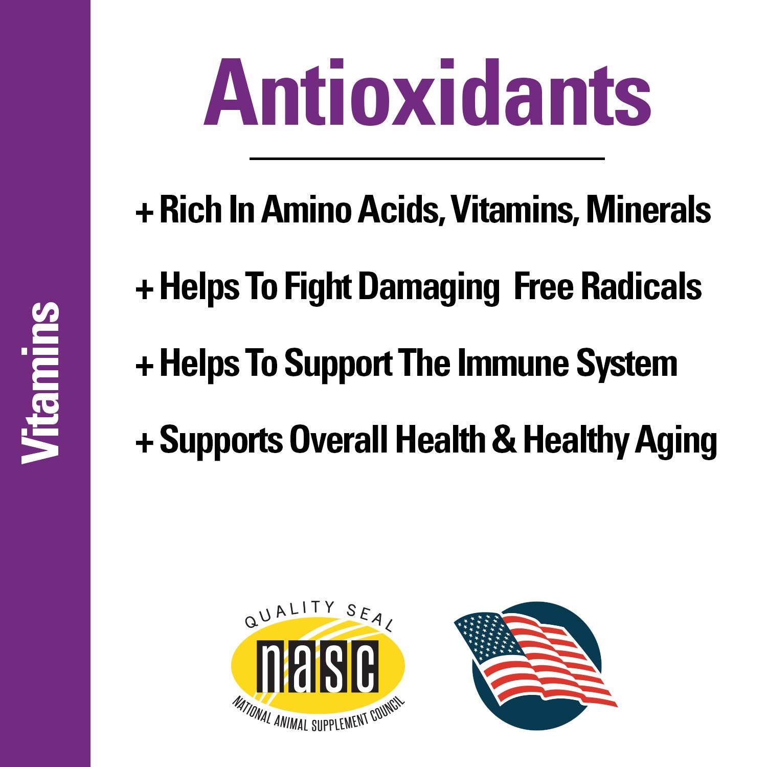 Vet Classics étiquette ingrédients indiquant coenzyme Q‑10 et vitamines pour clarté
