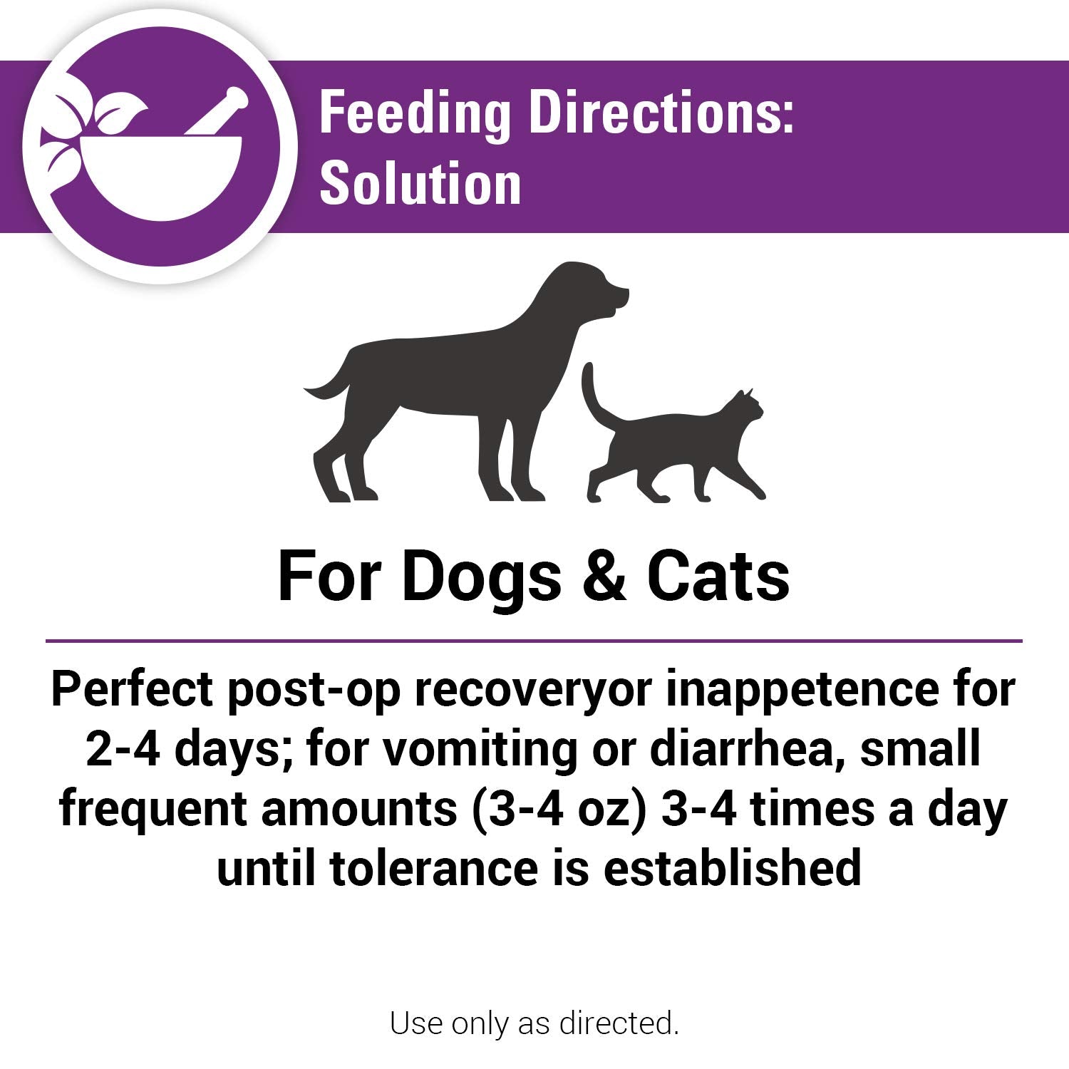 Vet Classics chien et chat buvant la solution pour récupération rapide