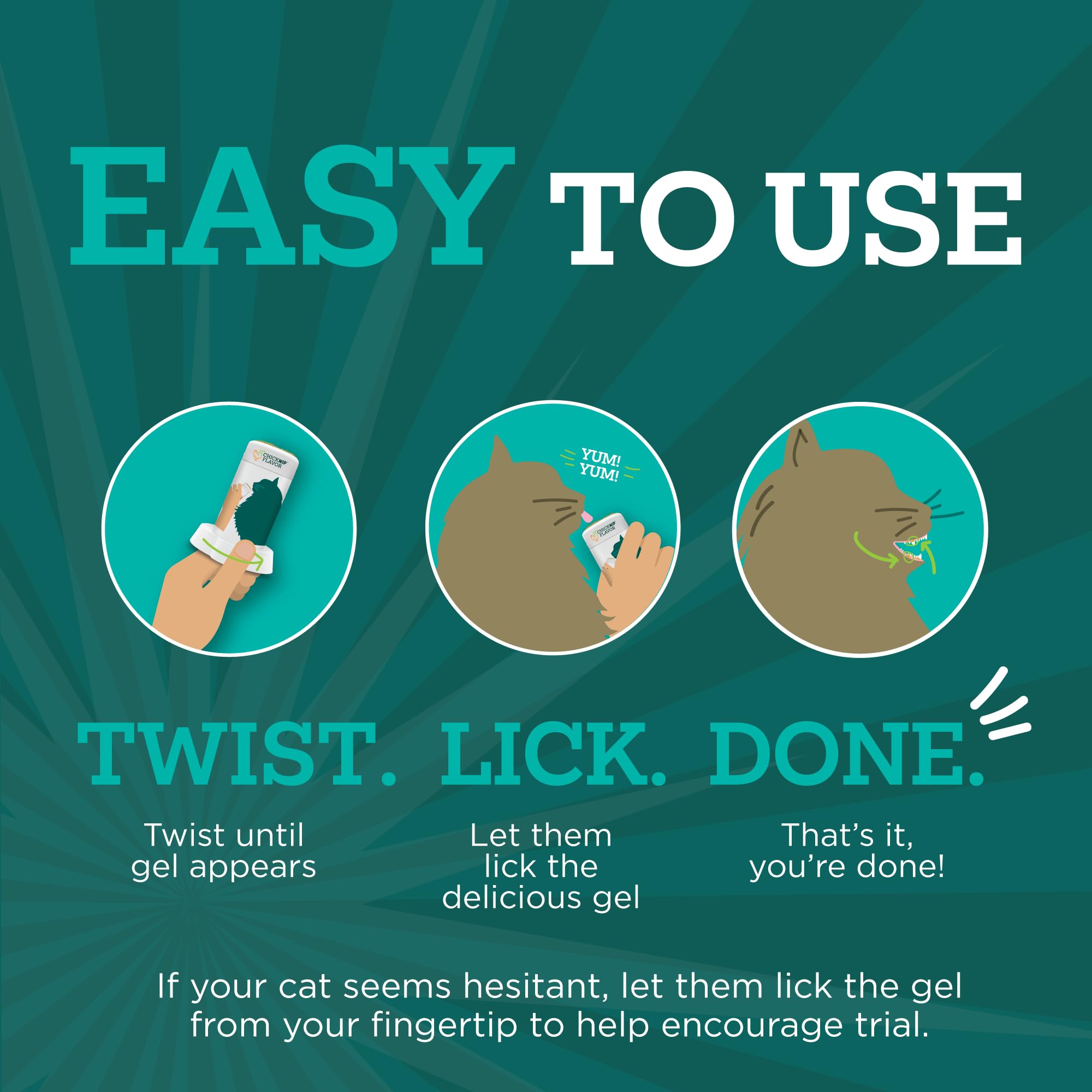 Vetality Twist + Lick appliqué sur gencive illustrant usage simple et rapide