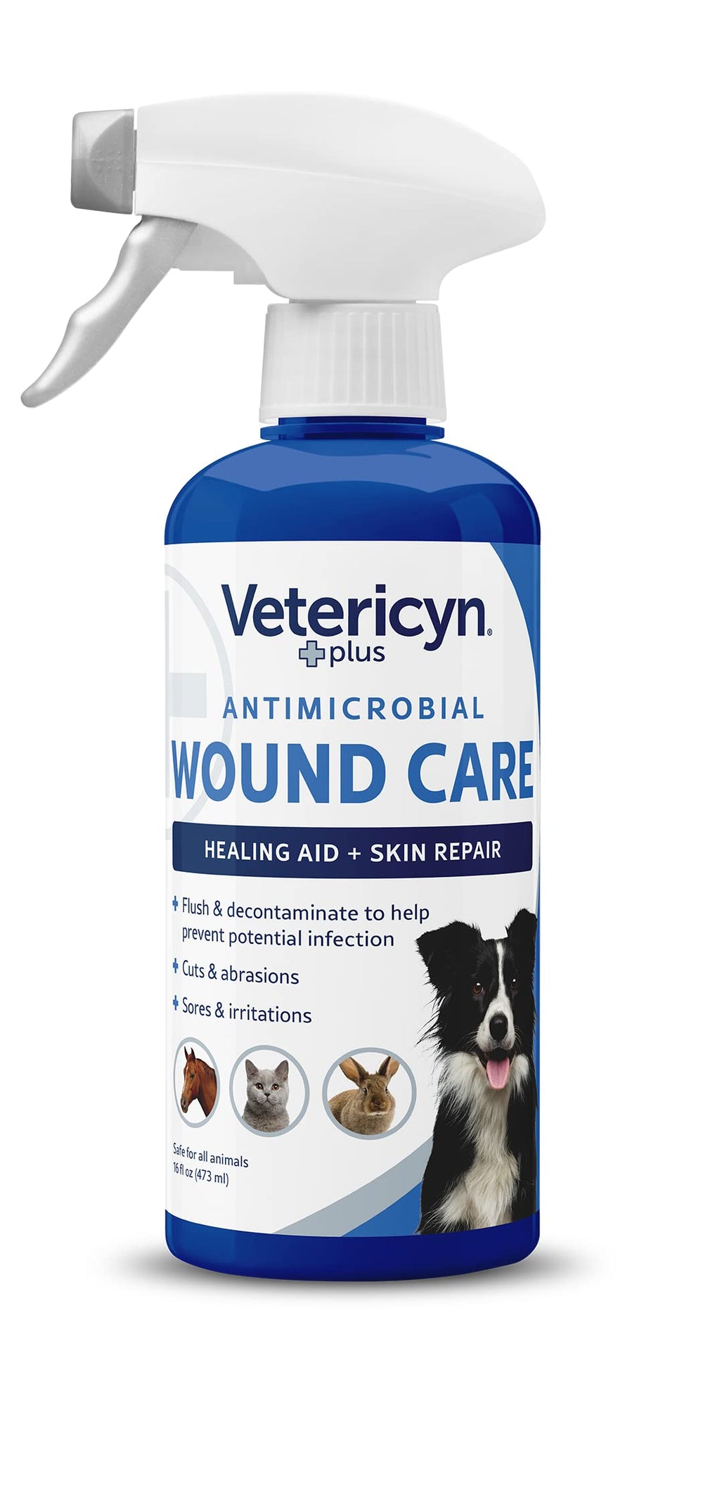 Vetericyn spray face avant montrant l’emballage et l’usage sûr
