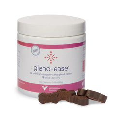 Veterinarian Recommended Solutions emballage frontal Gland-Ease montrant 30 chews bénéfice praticité