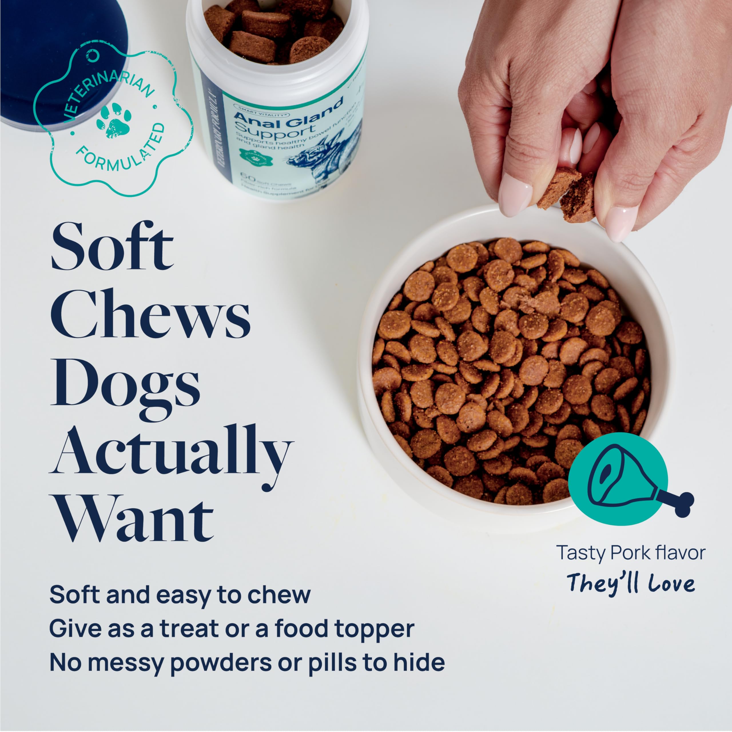 Veterinary Formula chew couché profil montre forme et taille pratique