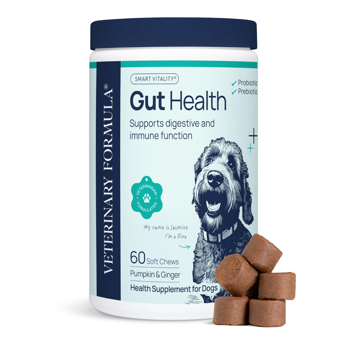Veterinary Formula emballage avant montrant la promesse de soutien digestif