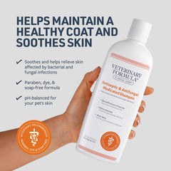 Veterinary Formula gros plan mousse illustrant nettoyage doux et apaisant