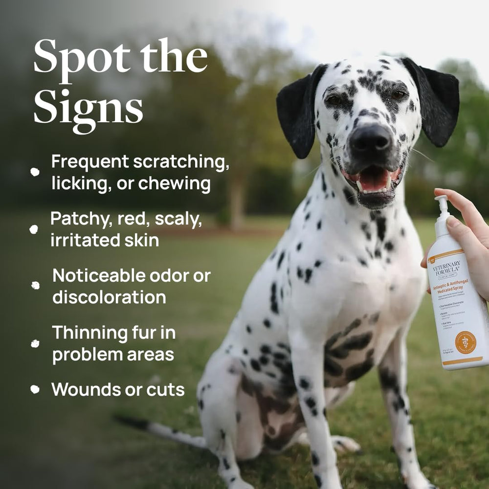 Veterinary Formula shampoo bouteille détails, indiquant nettoyage doux et sécurité