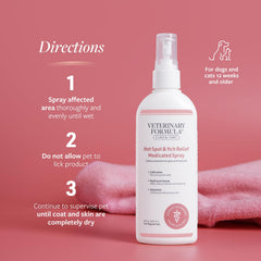 Veterinary Formula texture du spray hydratante visible pour peau sèche