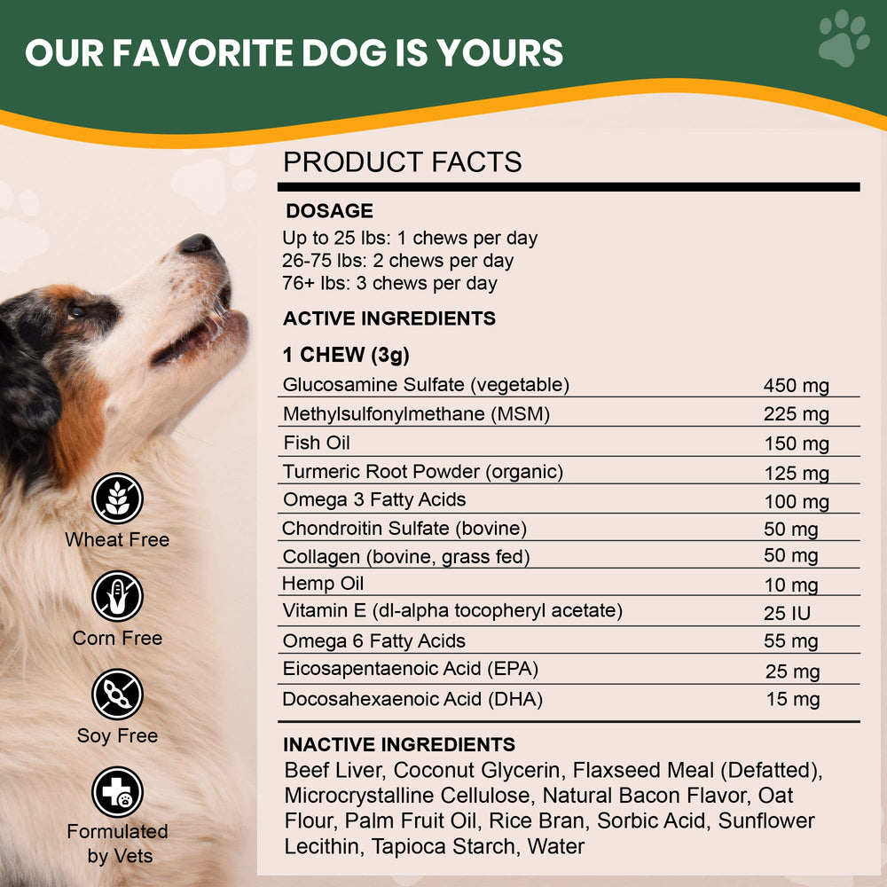Comparaison de taille d'un chew Veterinary Naturals à côté d'une main pour évaluer dosage