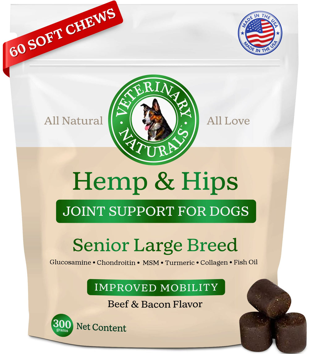 Veterinary Naturals emballage recto montrant le pot et bénéfice confort articulaire